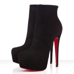 CHRISTIAN LOUBOUTIN BLACK SUEDE BOOTIES 160MM